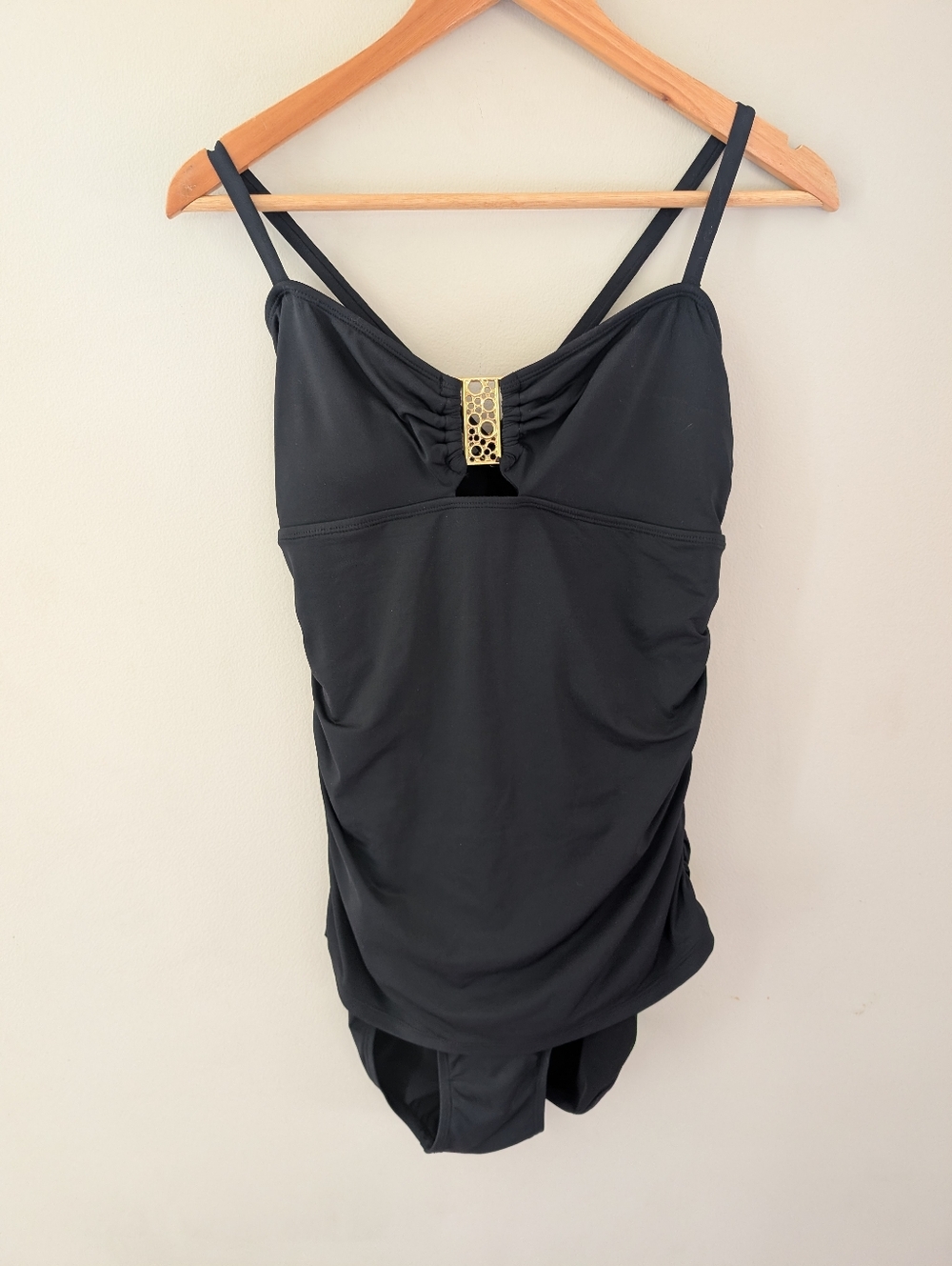 Anne Cole Black Ruched One Piece Swimsuit Size 10